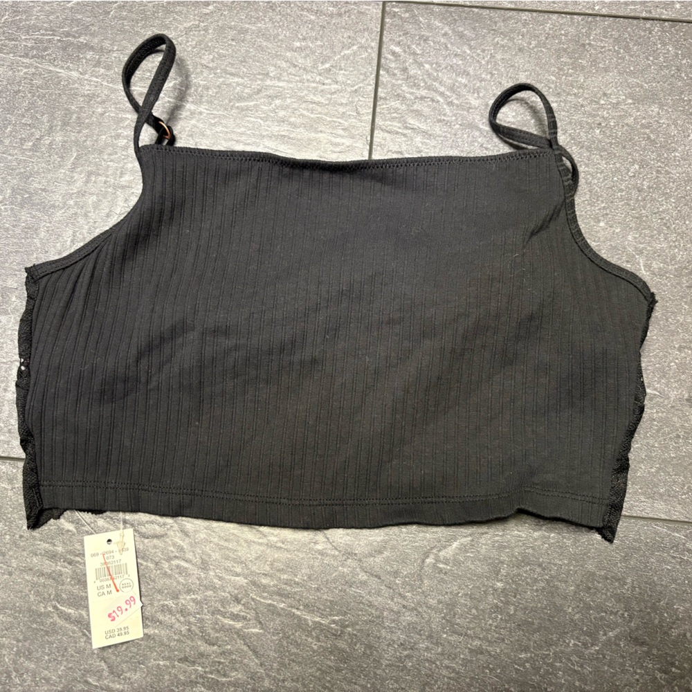 Women’s Aerie Black Ribbed / lace back bralette, M, NWT